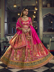 Rani Pink Embroidered Silk Lehenga Choli