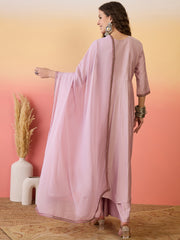 Embroidered Work Silk Palazzo Salwar Suit In Pink for Ceremonial