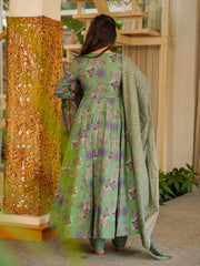 Light Green Digital Print Cottan Anaraki Style Suit