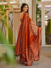 Rust Digital Print Cottan Anaraki Style Suit