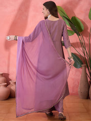 Purple Silk Palazzo Salwar Suit