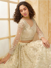 Adorable Ivory Color Heavy Embroidered Net Lehenga Choli With Dupatta
