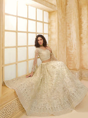 Adorable Ivory Color Heavy Embroidered Net Lehenga Choli With Dupatta