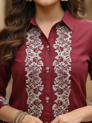 Embroidered Top With Palazzos Co-Ords