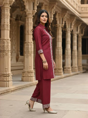 Embroidered Top With Palazzos Co-Ords