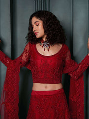 Bridal Red Heavy Embroidered Lehenga Choli