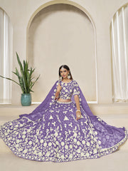 Embroidered Lehenga Choli in Lavender