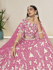 Embroidered Crush Lehenga Choli in Pink