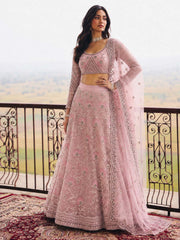 Pink Embroidered Stylist Wedding Lehenga Choli