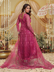 Women Floral Embroidered Anarakli Thread Work Kurta With Trousers & Dupatta