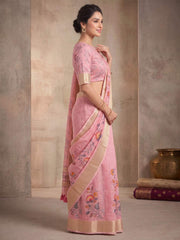 Women Floral Zari Silk Blend Saree