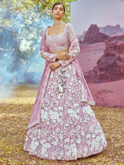 Lavender Georgette Beads embroidery Semi-Stitched Lehenga choli & Dupatta