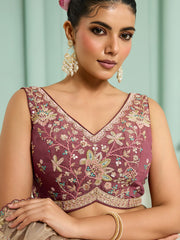 Rosegold Georgette Fabric Sequins embroidery Semi-Stitched Lehenga & Unstitched Blouse With Dupatta