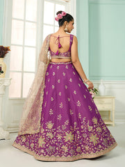 Burgundy Georgette Fabric Sequins embroidery Semi-Stitched Lehenga & Unstitched Blouse With Dupatta