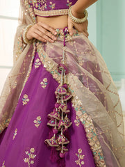 Burgundy Georgette Fabric Sequins embroidery Semi-Stitched Lehenga & Unstitched Blouse With Dupatta