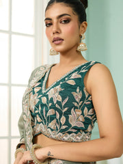 Green Silk Fabric Sequins embroidery Semi-Stitched Lehenga & Unstitched Blouse With Dupatta