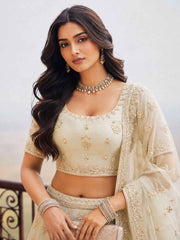 Cream Embroidered Stylist Wedding Lehenga Choli