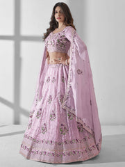 Pink Multi Embroidered Wedding Festive Lehenga Choli