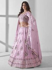 Pink Multi Embroidered Wedding Festive Lehenga Choli