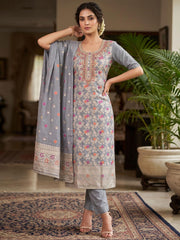 Grey Embroidered Salwar Suit