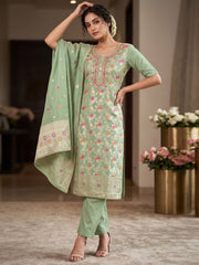 Green Embroidered Salwar Suit