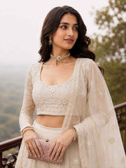 Off White Embroidered Stylist Wedding Lehenga Choli