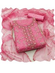 Pink Organza Hand Work Kurta Set