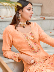 Peach Multi Embroidery Traditional Pant Suit