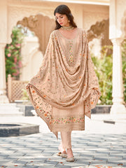 Beige Multi Embroidery Traditional Pant Suit