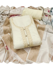 Off White Organza Embroiderd Kurta Set