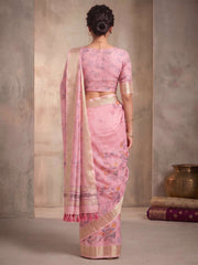 Women Floral Zari Silk Blend Saree