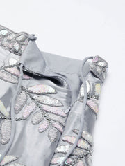Grey Organza Sequins and Zarkan embroidery Semi-Stitched Lehenga choli and Dupatta
