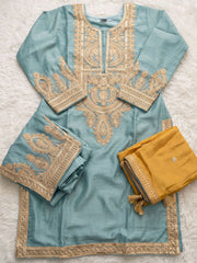 Sky Blue Real Chinnon Pant Style Dress