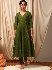 Green Colour Women Ethnic Motifs Sequinned Anarkali Kurta