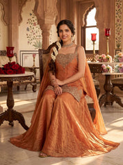 Orange Handwork and Embroidered Indo Western Palazzo Dress