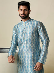 Ethnic Motifs Printed Sequinned Mandarin Collar Straight Kurta