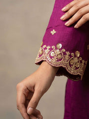 Purple Premium Silk Embroidered Anarkali Style Dress