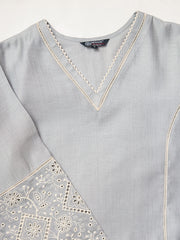 Women Floral Regular Thread Work Kurta with Palazzos & With Dupatta