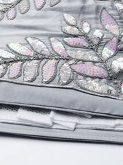 Grey Organza Sequins and Zarkan embroidery Semi-Stitched Lehenga choli and Dupatta