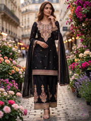 Black Real Chinnon Palazzo Style Dress