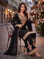Black Real Chinnon Palazzo Style Dress