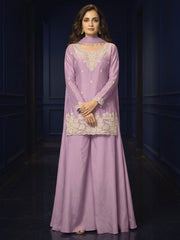 Lavender Premium Chinon Beads Work Plazzo Suit