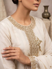 Off White Premium Silk Partywear Anarkali Kurta Set