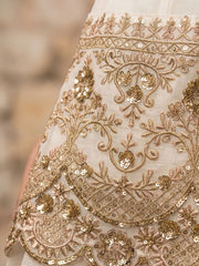 Off White Premium Silk Partywear Anarkali Kurta Set