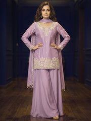 Lavender Premium Chinon Beads Work Plazzo Suit