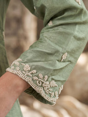 Sea Green Premium Chinon Beads Work Plazzo Suit