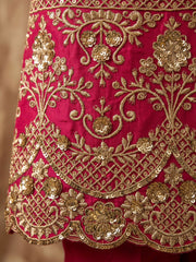 Cherry Red Premium Silk Partywear Anarkali Kurta Set