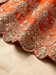 Orange Premium Silk Partywear Anarkali Kurta Set