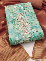 Green Banarasi Cotton Digital Print Kurta Set