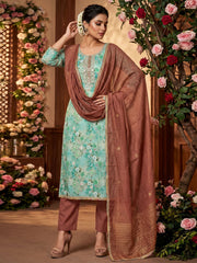 Green Banarasi Cotton Digital Print Kurta Set